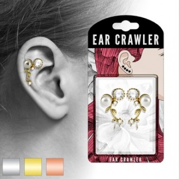 1 Pair CZ Pearl Vine Ear Crawlers